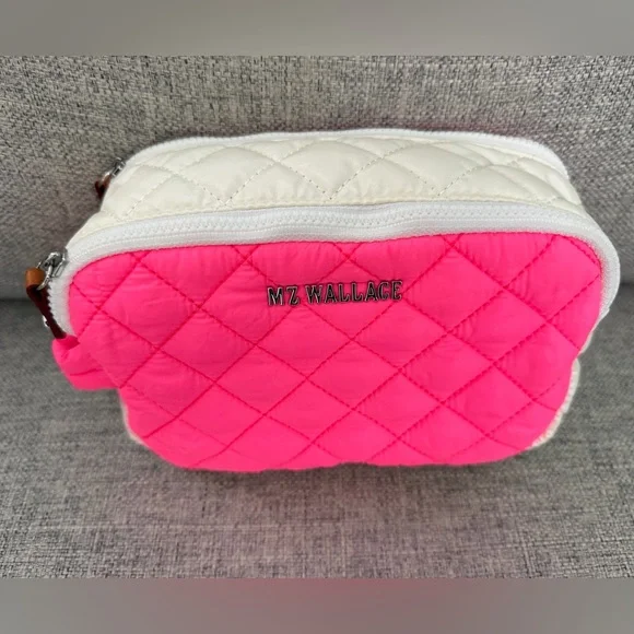 MZ Wallace Neon Pink/Pearl Metallic Sam Pouch - Picture 2 of 9